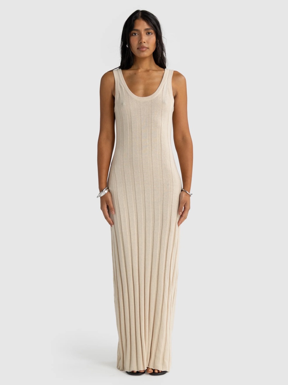 ORTC Amara Full Length Knit Dress Oat - Picture 2 of 6